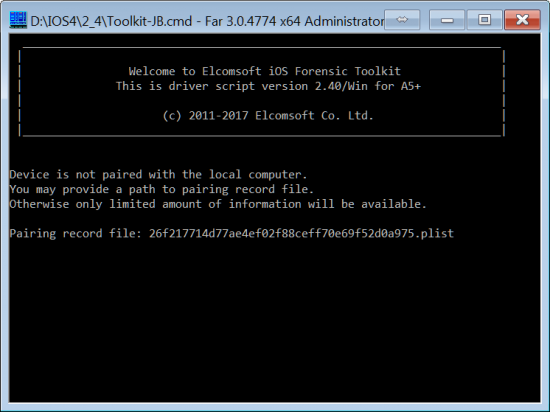 ElcomSoft iOS Forensic Toolkit